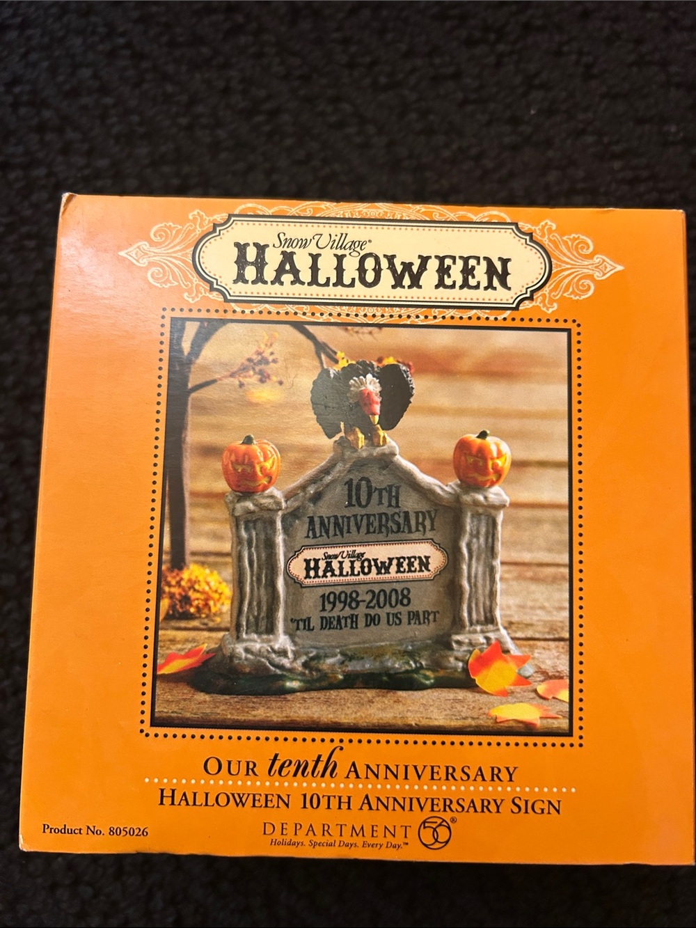 Department 56 Halloween 10th Anniversary Sign - Orange